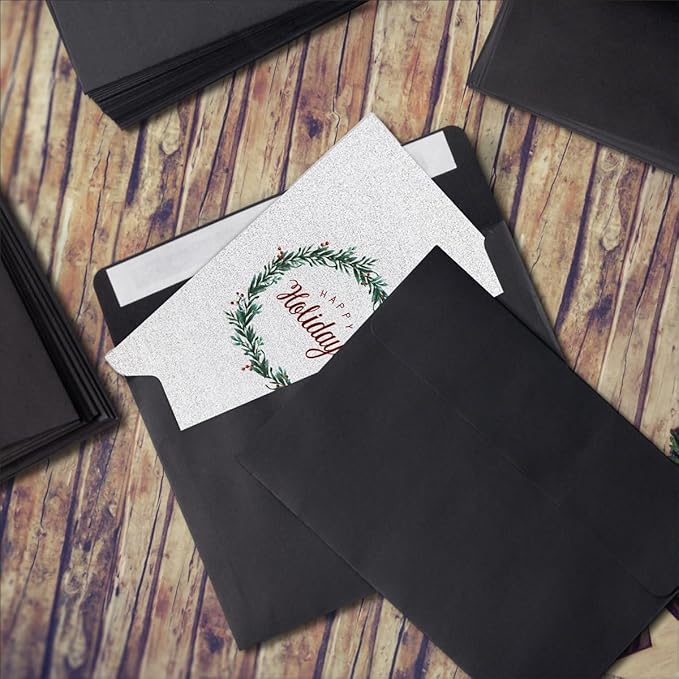 Keketer A2 Black Printable Envelopes 80 Pack Self - Seal, for 5x7 Cards, Weddings, Invitations, Baby Shower 4.375 x 5.75 Inches