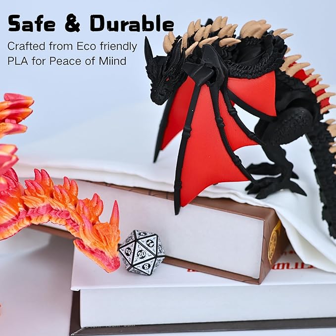 Wyvern Castle Dice Tower (with 5 polyhedral dice and a Dragon) for Table Games, D&D & RPG Games, Perfect Table Decoration and Party Surprise Gifts (Red Gold)
