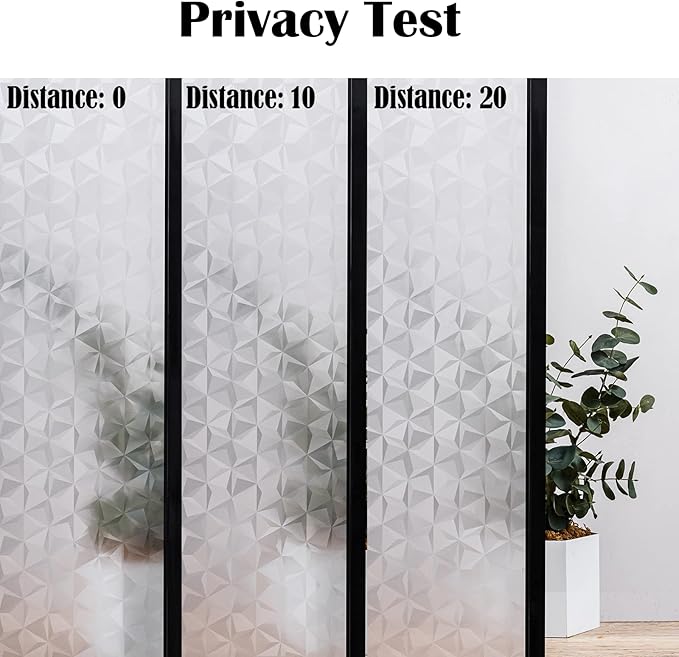 Niviy 3D No Glue Static Cling Window Films Privacy Cut Glass Window Sticker for Bathroom Office Kitchen Window Decor 17.7"x 118", Frosted