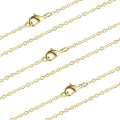 ALEXCRAFT Wholesale 12 PCS Gold Plated Brass Flat Cable Chain Finished Necklace Chains Bulk for Jewelry Making (30 Inch(2 MM))