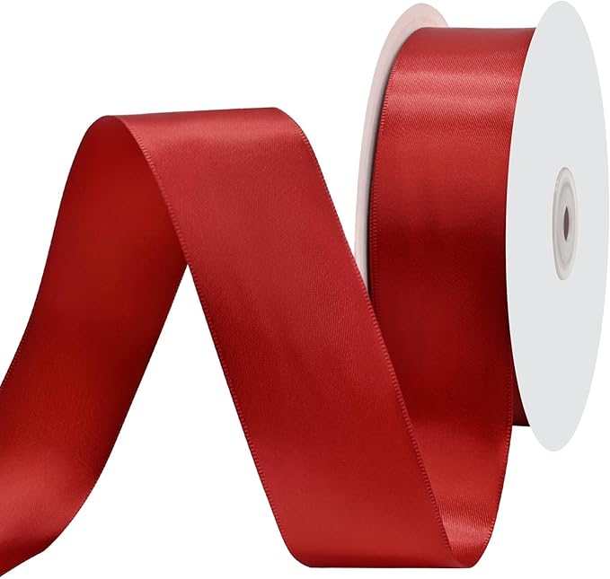 Red Satin Ribbon 1-1/2" X 50 Yards Solid Color Double Faced Ribbons Perfect for Crafts Wedding Decor Bow Making Arts Sewing and More