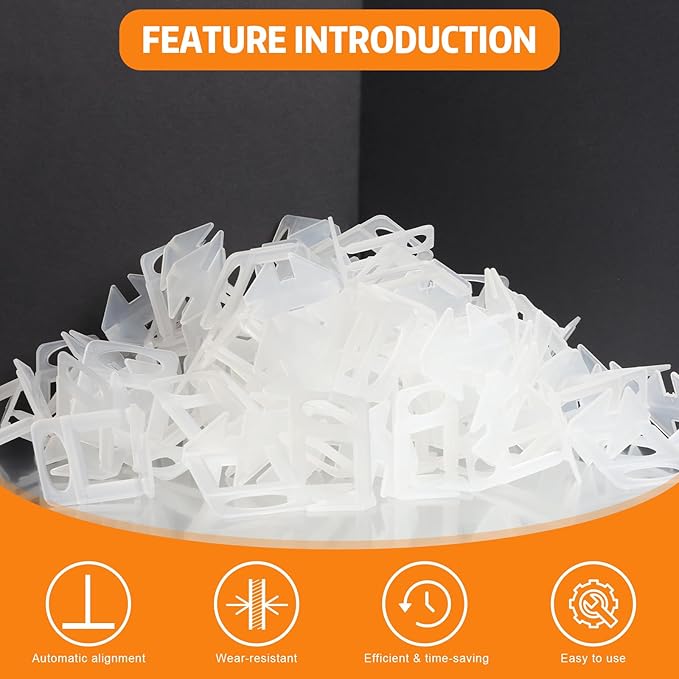 DGSL Tile Leveling System, 2000-Piece 1/8" Tile Spacers Clips Tile Tools, Tile Installation Tools for Professional Ceramic Tile and Stone Installation