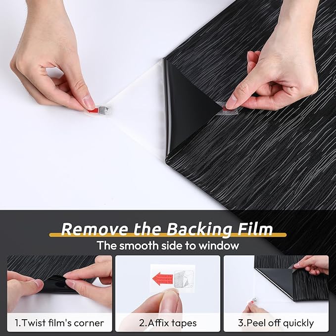 rabbitgoo Blackout Window Film, Sun Light Blocking Window Black Out Cover for UV Reduction, Removable Tint Room Darken Heat Control Frosted Glass Sticker for Home, Black, 35.4 x 78.7 Inches