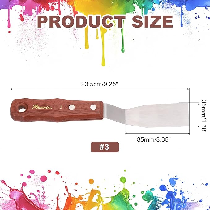 MECCANIXITY Pack of 1 Large Palette Knife No.3, 9.3" Long Palette Knives with Stainless Steel Flexible Spatula Pallet Knife and Wood Handle for Scraping, Mixing, Oil Acrylic Painting Canvas