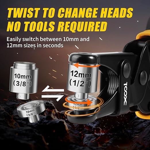XOOL 2-in-1 Grommet Tool Kit, 1/2" & 3/8" 12mm&10mm Twist-Change Heads, Leathercraft Punching Tool with Magnetic System for Canvas, Leather, Tarps, DIY - 400PCS Grommets & Washers Included