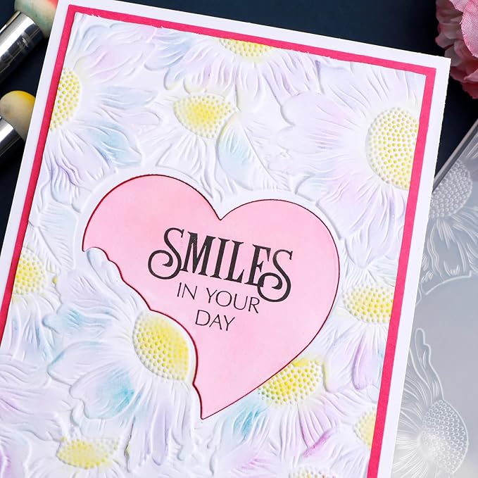 BAOFALI 3D Embossing Folder for Card Making Heart Leaves Background Plastic Textures Fades Embossing Folder Template for Paper Crafting Handmade Crafts Wedding Valentine's Day Scrapbook Card Decorati