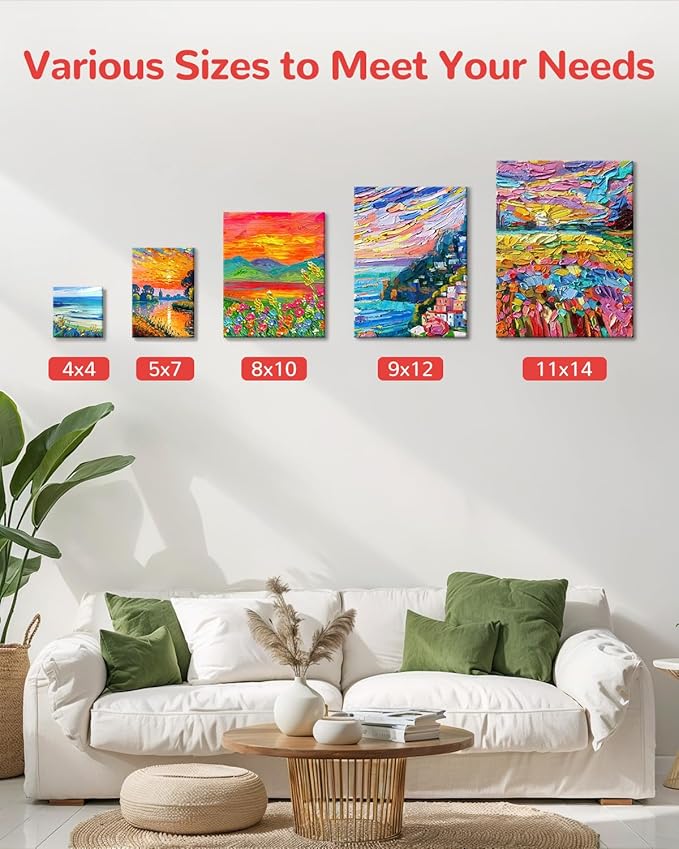 Canvas Boards for Painting 48 Pack, 8x10 Inch Painting Canvas Panels, 100% Cotton White Blank Art Supplies for Acrylics Oil Watercolor Tempera Paints