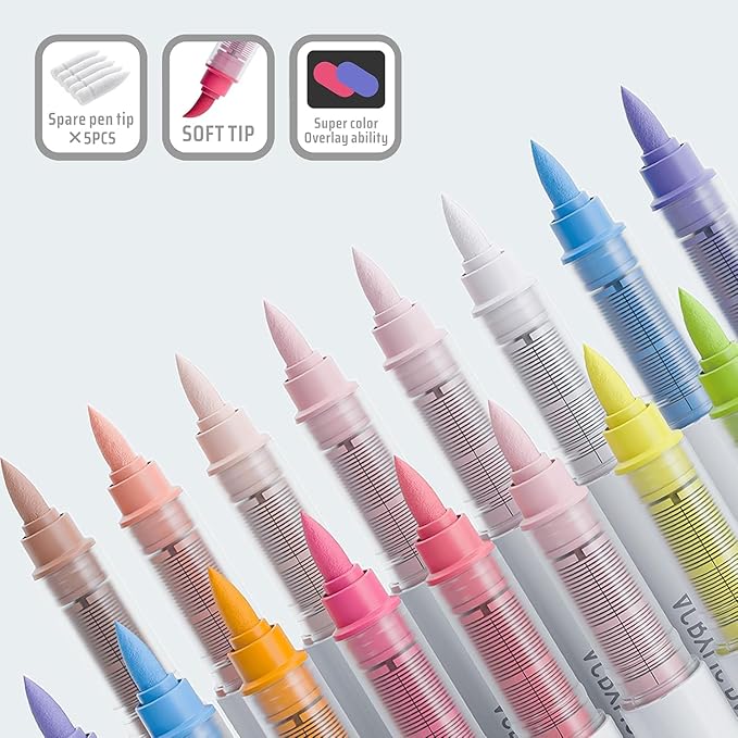 96 Color Acrylic Paint Markers Set – Brush Tips, Quick Dry Permanent Markers for Rock, Egg, Wood, Fabric, Glass, DIY Crafts, Waterproof Fabric Paint Markers for Adult Coloring Books No Bleeding