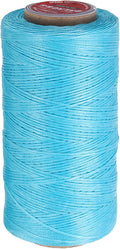 uxcell Flat Leather Sewing Waxed Thread, 270m / 295 Yards Polyester Wax String, 150D Wax Stitching Cord for Leather Crafts, Bookbinding, Bracelets Braided, Lake Blue