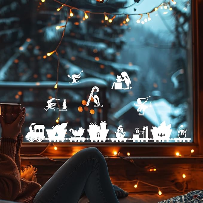 Christmas Stencils for Window Glass Large Christmas Stencil Reusable Winter Forest House Village Holiday Drawing Templates for Painting on Window Wall Doormat Glass Wood