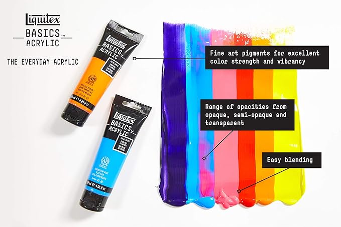 Liquitex BASICS Acrylic Paint, 400ml (13.5-oz) Bottle, Cadmium Red Light Hue