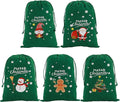 Tapleap Coth Christmas Bags with Drawstring - 50Pcs 7x10 Green Velvet for Small Bussiness Wrapping Christmas Party Favors or Gifts for Friends, Coworkers