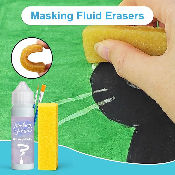 60ml Blue Masking Fluid for Watercolor Painting,Quick-Drying and Easy to Tear,No Residue,Suitable for Watercolor Painting to Prevent Accidental Staining,and Liquid Masking for Art Projects