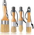 Chalk and Wax Paint Brush Furniture Set of 4, Small Round and Large Oval Brush with Natural Bristles, Perfect for Painting or Waxing Furniture, Ideal for Home Decor