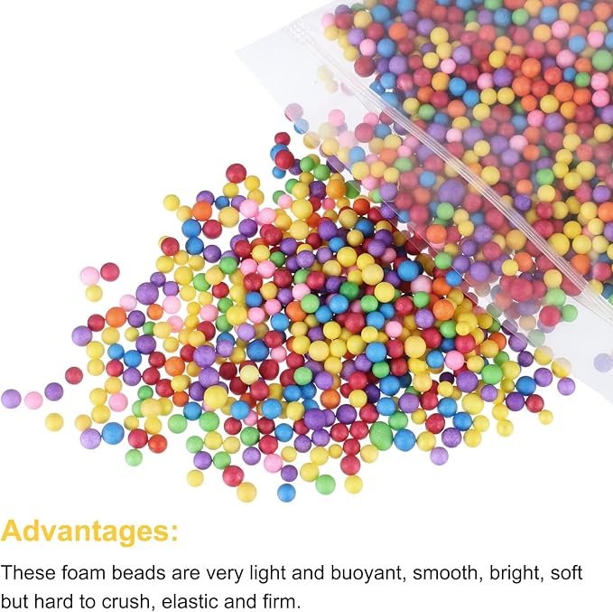 MECCANIXITY Foam Beads Foam Balls 4-6mm for Wedding and Party Decorations, Tiny Packing Balls, Arts DIY Crafts Supplies (Multicolored,1 Pack Approx 5000pcs)