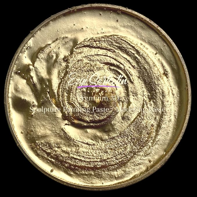 3D Sculpture Painting Paste|Texture Paste|Decorative Plaster|Ready to Use|Unique Colors|Ideal for Artwork|Stencil|Flowers|Texture|Art Relief|New Formula| 6 oz (Metallic Gold)
