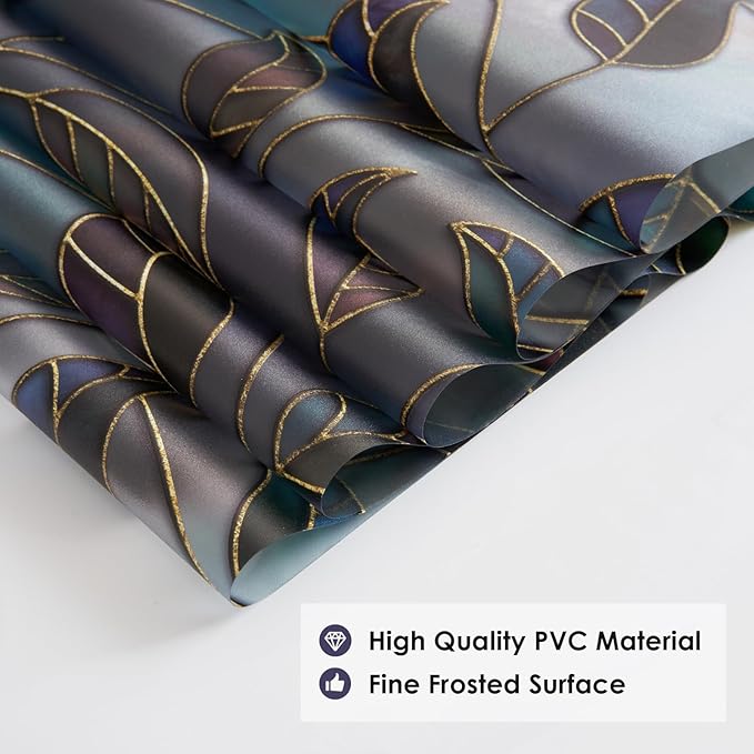 DKTIE Static Cling Decorative Window Film Vinyl Non Adhesive Privacy Film, Multilayer UV Inkjet Technology, 3D Thickened Stained Film (S166, 35.4'' x 118.1'')