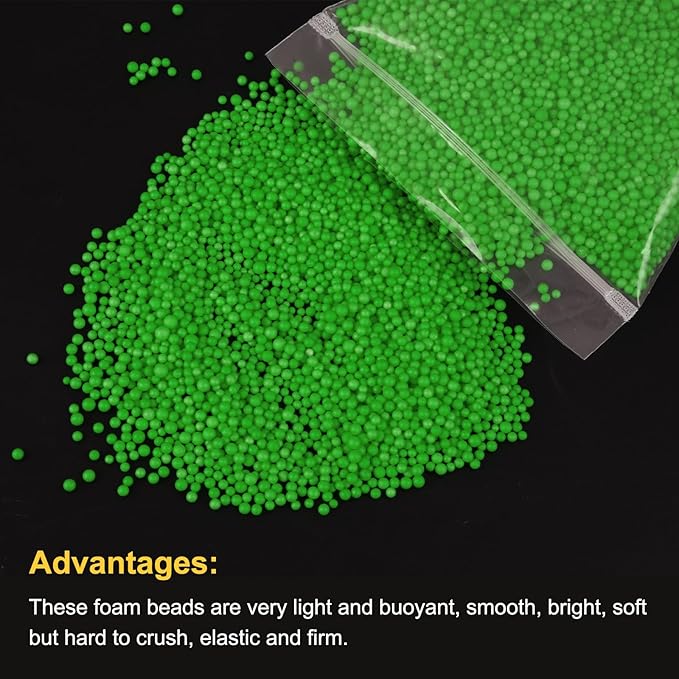 MECCANIXITY Foam Beads Foam Balls 2-3mm for Wedding and Party Decorations, Tiny Packing Balls, Arts DIY Crafts Supplies (Light Green,1 Pack Approx 8000pcs)
