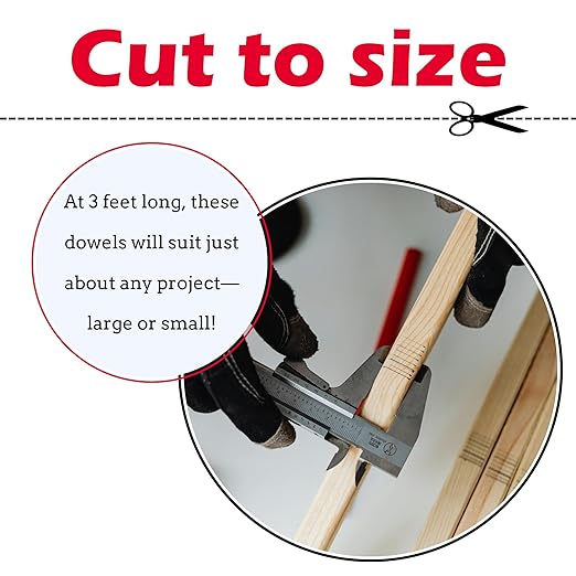 Birch Round Dowels (3/16" x 36", Pack of 25) | Variety of Diameters & Wood Species | Unfinished Wooden Dowel Rods for Crafts & DIY Home Projects | Curtain Rod, Macrame Supplies, Cake Pops, Flagpole