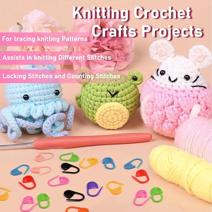 150pcs Assorted Colors Crochet Stitch Markers for Crocheting, Crochet Marker for Crocheting Knitting Yarn Crafts Weaving Locking Plastic Safety Pins Yarn Pins Knitting Supplies Accessories