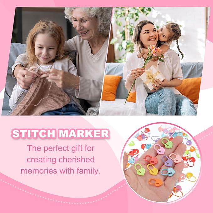 uxcell 400pcs Stitch Markers for Crocheting, Heart Shaped Crochet Marker Needle Clip Counter for Knitting Clothing Tag DIY Craft,Yellow