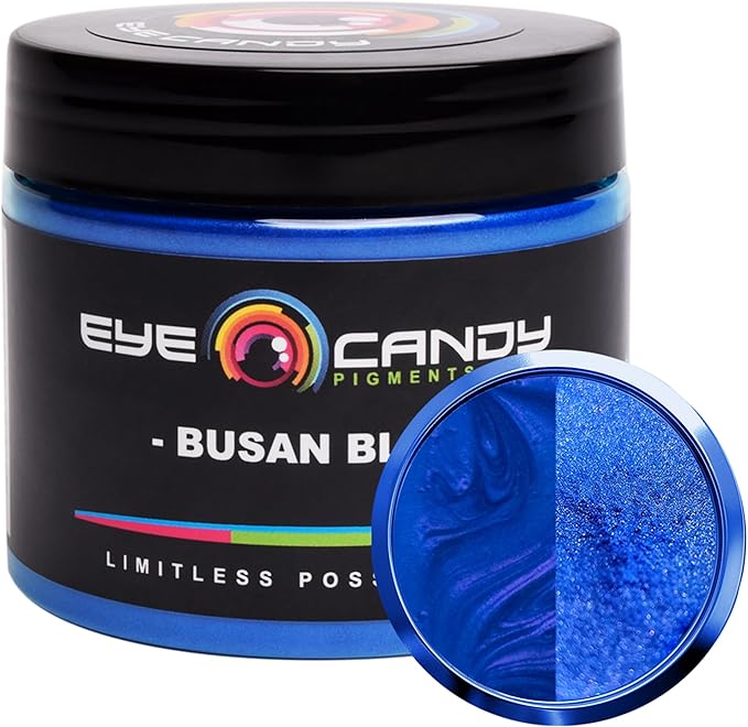 Eye Candy Pigments Premium Blue Mica Powder - Busan Blue (50gr) - for Epoxy, Resin, Soap, Paint, Woodworking, Acrylic Pouring, Bath Bombs, Fishing Lures - DIY Arts and Crafts Additive