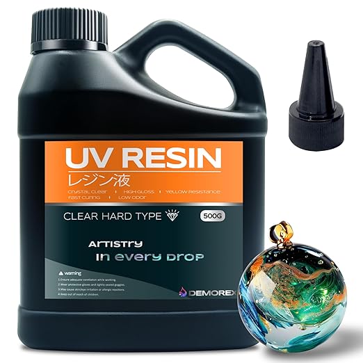 UV Resin 500g, Upgrade UV Resin Kit, Low Odor Crystal Clear Epoxy, Fast Cure Resin for Jewelry Making, Molds, DIY Craft Decoration, Bonding, Casting and Coating