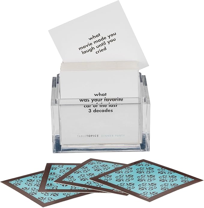 TableTopics Dinner Party Conversation Cards for Adults to Enjoy Getting to Know Each Other, 135 Entertaining Questions & Ice Breakers for Parties & Gatherings, Unique Host Gift