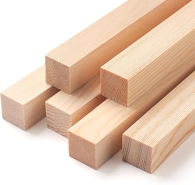 Square Wooden Dowel Rods, 6 PCS 1" x 12" Square Wood Dowel Rods Wooden Sticks for Crafts, Unfinished Hardwood Sticks Wood Strips for Woodworking, Crafting, Arts and DIYers, Home Decor, Model Making