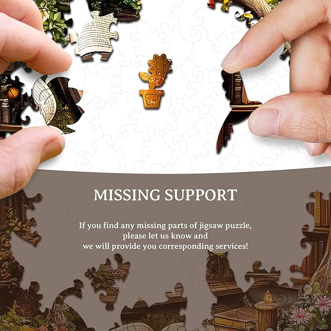 KAAYEE Wooden Puzzles for Adults, 3D Visual Effect Tree House Library Wooden Jigsaw Puzzle Unique Shape Wood Puzzle Adult, 3D Effect Flat Puzzle Birthday Family Games (L-13.4 * 13.4 in-295pcs)