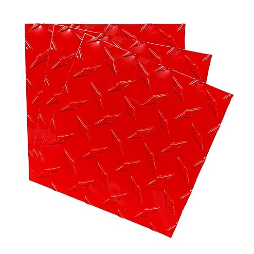 EAGLE 1: 12" x 12" 26 Gauge Sheet Metal Squares (3 Pack Per Order, Multiple Colors) Great for Arts, Crafts, DIY Home or Work Projects (6" X 6", Red Diamond Plate)