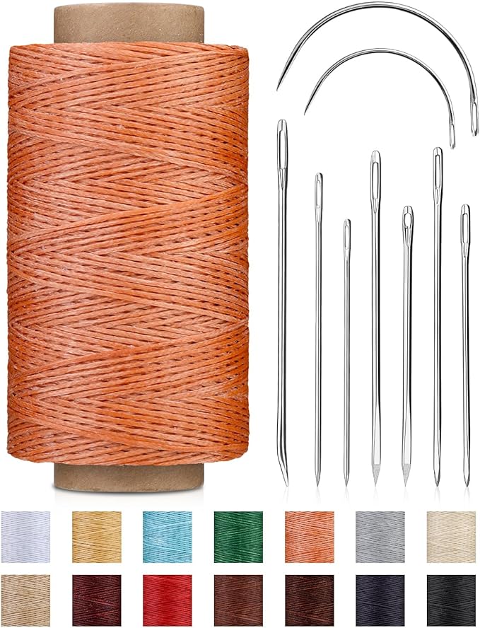DIUDUS 218 Yards Upholstery Thread, Waxed Thread with Upholstery Needle, Heavy Duty Sewing Kit for Hand Sewing Carseat Sofa Leather Repair