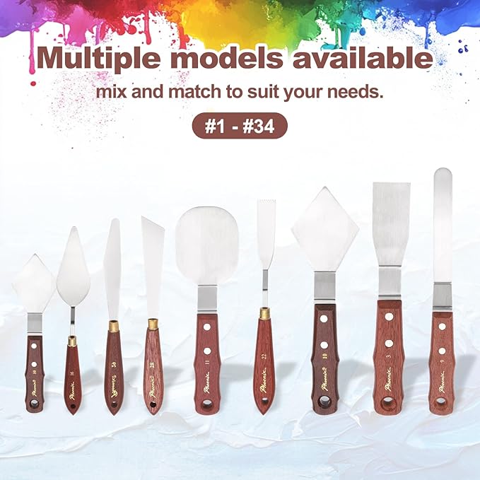 MECCANIXITY Pack of 1 Large Palette Knife No.10, 9.4" Long Palette Knives with Stainless Steel Flexible Spatula Pallet Knife and Wood Handle for Scraping, Mixing, Oil Acrylic Painting Canvas