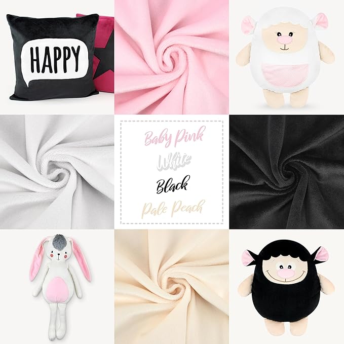 kullaloo Minky Fabric | Bundle: 4 Precut Pieces Solid Minky Plush Fabric for Sewing | 39.5x29.5 Each | for Plushies, Baby Blankets, Pillows, Dog Beds, Apparel | Greatest Hits Colors Minky Fabric Pack
