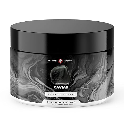 Spartan Epoxies Metallic Pigment Powder for Epoxy - 30 Unique Colors, 4oz for 1 Gallon and 12oz for 3 Gallons of Clear Epoxy, Made in The USA (Caviar, 12oz (135 Grams))