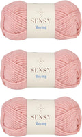 3 Skeins of Sensy Roving Yarn, 3.5 oz, 132 Yards, Gauge 5 Bulky (Quartz Pink)