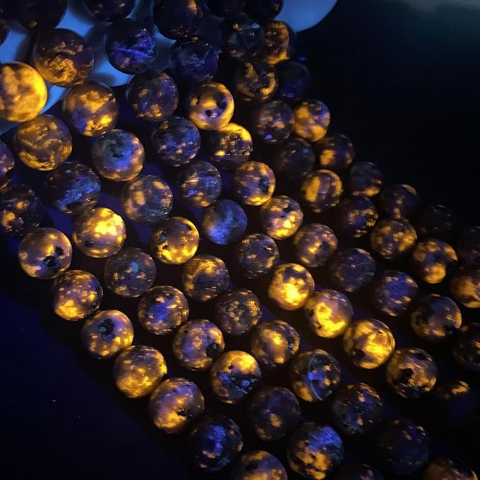 12MM 32pcs Natural Flame Yooperlite Stone Energy Beads Round Loose Beads for Jewelry Making DIY Bracelet Necklace 1 Strands 15"