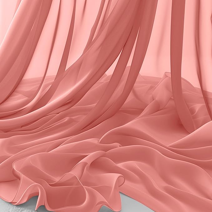 Horbaunal Rose Gold Chiffon Fabric by The Yard, 1 Yard Continuous Sheer Fabric 59" Wide Soft Draping Fabric for Wedding Arch Draping Party Backdrop DIY Sewing