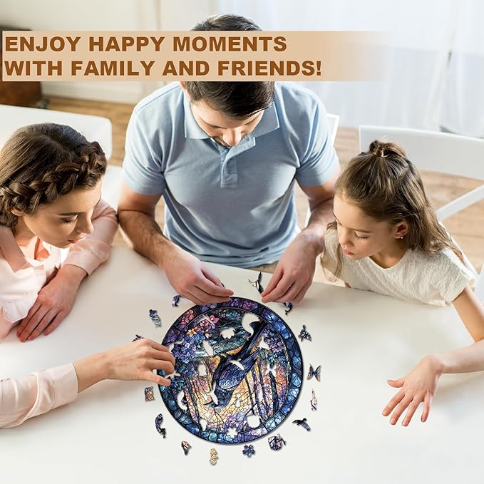 Wooden Puzzles for Adults, Wooden Jigsaw Puzzles, Exquisite Raven Puzzle, Gifts for Family or Friends for Any Holiday.（8.5 * 8.5 in 100pcs）