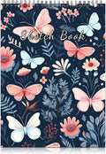 Deokke Sketchbook Top Spiral Bound Sketch Pad, 9 x 12 inch,100GSM Thick Paper,50 Sheets 100 Pages,Art Sketch Book Aesthetic Cute Drawing Writing Paper for Girls Women-Butterfly Flower