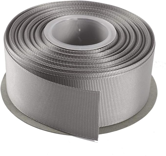 ITIsparkle 11/2" Inch Grosgrain Ribbon 25 Yards-Roll Set for Gift Wrapping Cake Decoration Party Favor Hair Braids Hair Bow Baby Shower Decoration Floral Arrangement Craft Supplies, Silver Ribbon
