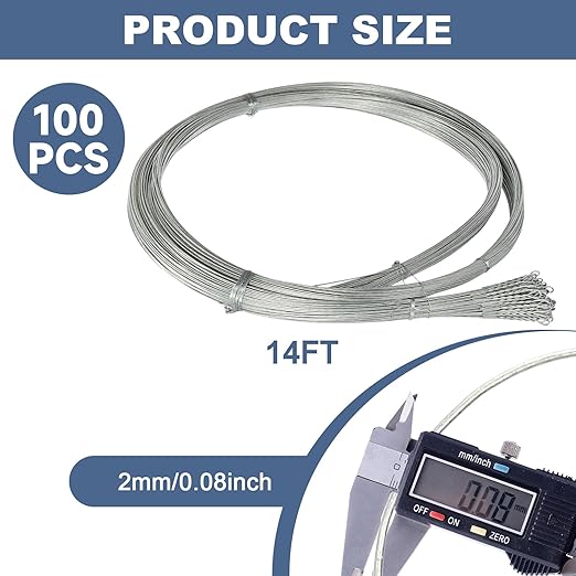 Luyoyous 100 Roll Baling Wire 14 Gauge 14 ft Galvanized Steel Wire Bulk Bundle Single Loop Galvanized Baler Wire for Securing Packaging Tie Cardboard Paper Textiles Plastics