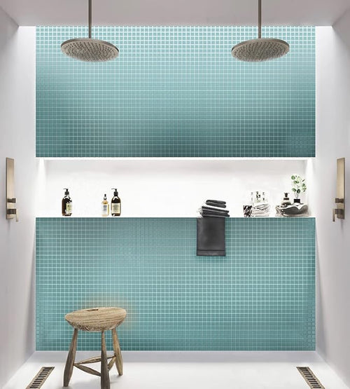 1"x1" Aqua Matte Finished Glass Mosaic Tile (9.67 Sq ft- Box of 10 Sheets)