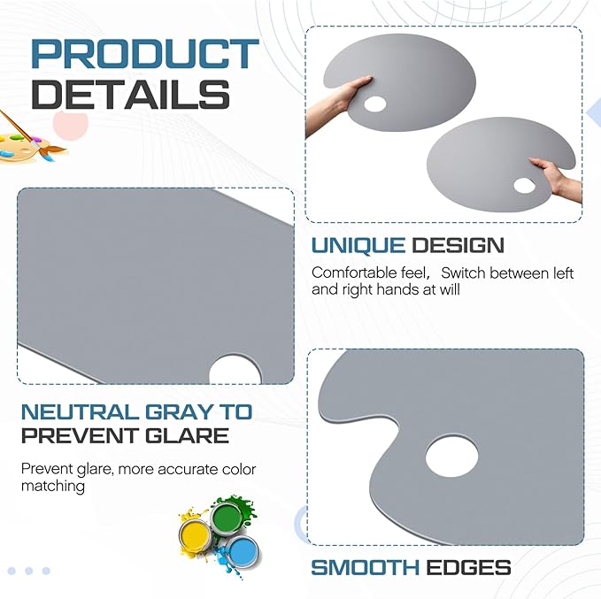 Honoson 2 Pack 11.8 x 15.7 Inch Acrylic Paint Palette with Thumb Hole Clear Paint Pallet, Easy to Clean Non Stick Artist Pallet for Oil Watercolor Craft DIY Painting Palette (Oval)