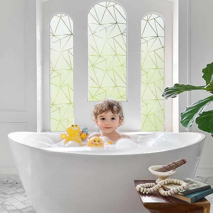 Coavas Window Privacy Film, Frosted Glass Static Cling, Decorative for Bathroom Door Covering, UV Blocking Window Cling, Non-Adhesive Vinyl Sticker, Day and Night Windows Tint for Home, 23.6x118.1 in