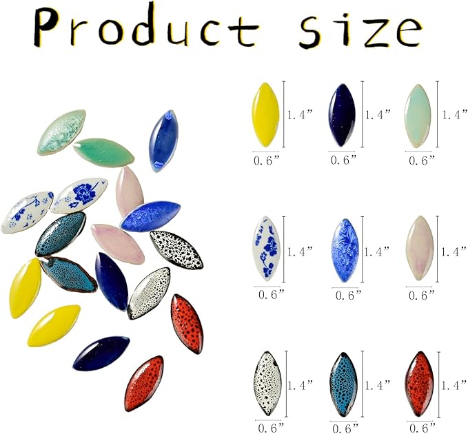 70 Pieces Petal Ceramics Mosaic Tiles for Crafts, Stained Ceramics Supplies, Flower Leaves Mosaic Ceramics Mosaic Pieces Kit for DIY Crafts Plates Picture Frames Home Decorations - Yellow