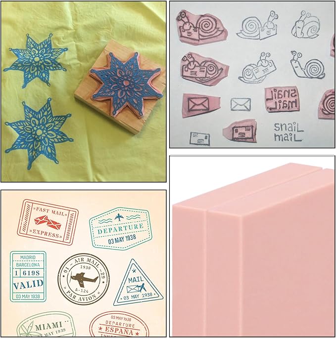 60 Pcs 2"x2" Rubber Carving Blocks, Linoleum Blocks, Stamp Carving Blocks for Printmaking, Linocut Artists, Crafts and More,(Pink) by KUKLIPJIM.