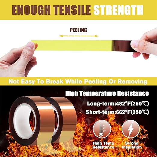 2 Rolls 20mm x16m(52FT) Heat Tape High Temperature Heat Resistant Tape Heat Transfer Tape for Heat Sublimation Press Vinyl,No Residue
