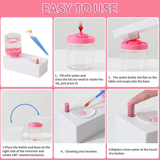Brush Rinser Paint Brush Cleaner Tool with Drain Dispenser Water Recycling Rinse Automatic Art Supplies Watercolor Paintbrush Cleaner for Acrylic, Oil and Water-Based Paints Gift for Kids Artist
