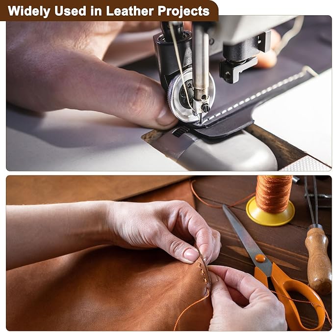 uxcell 150D 0.8mm Flat Waxed Thread 284 Yards Polyester Leather Sewing Waxed String Hand Stitching Waxed Cord for Leather Stitching Sewing Bookbinding DIY Craft Light Purple